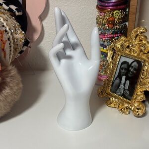 White Ceramic Hand Jewelry Holder